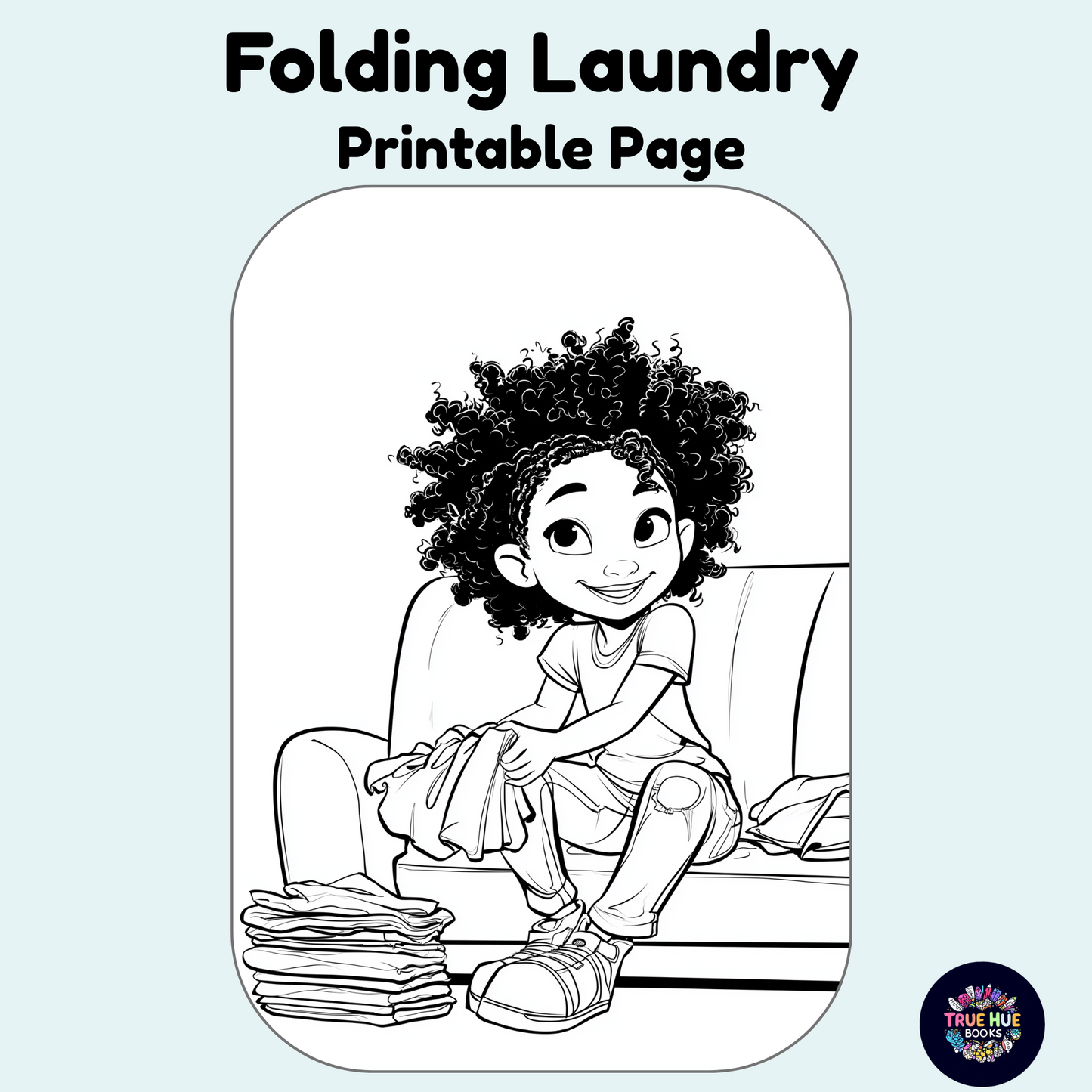 Folding Laundry - Kids Helper Coloring Page