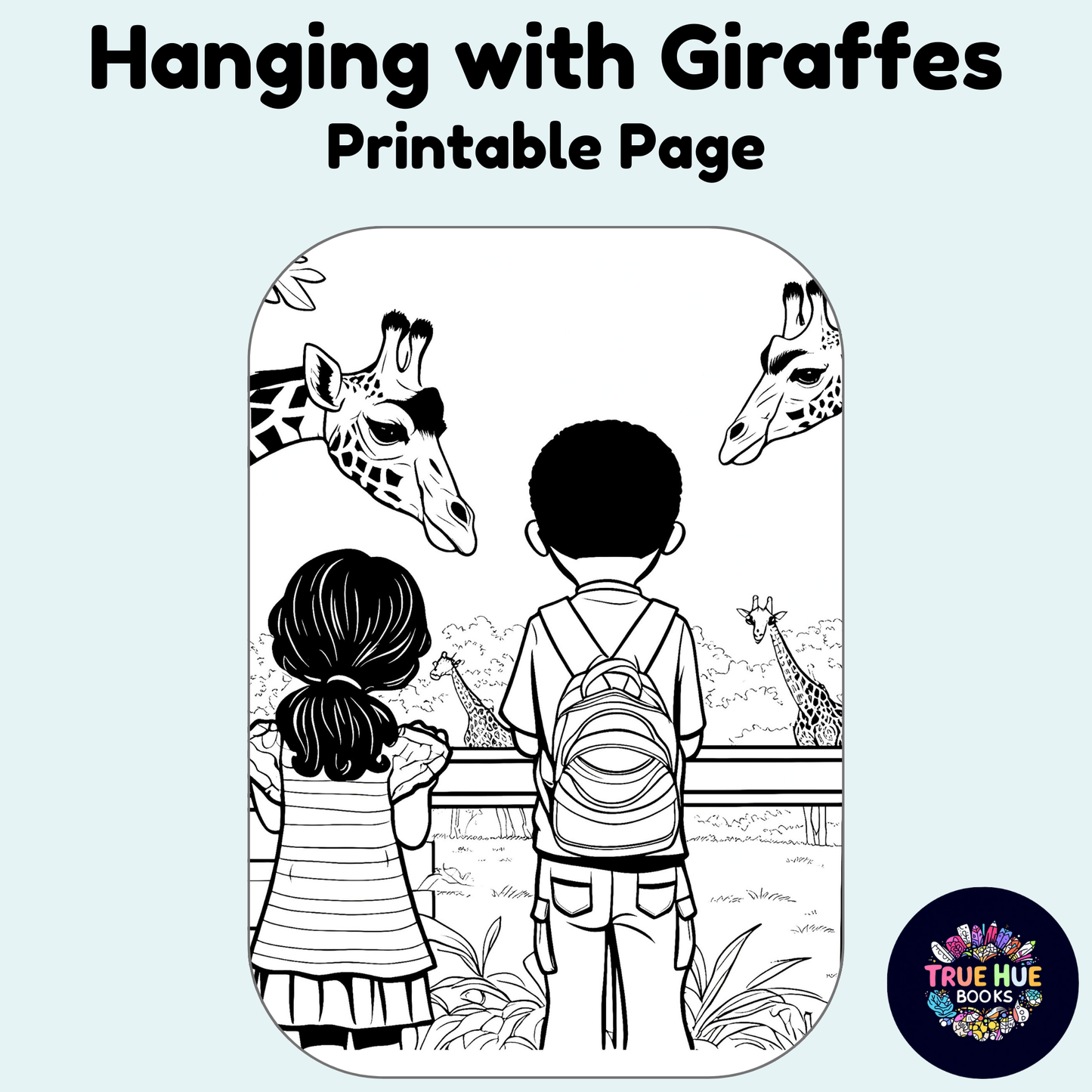 Hanging with Giraffes" Coloring Page