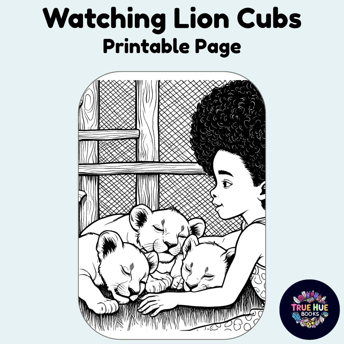 Watching Lion Cubs - Kids Coloring Page
