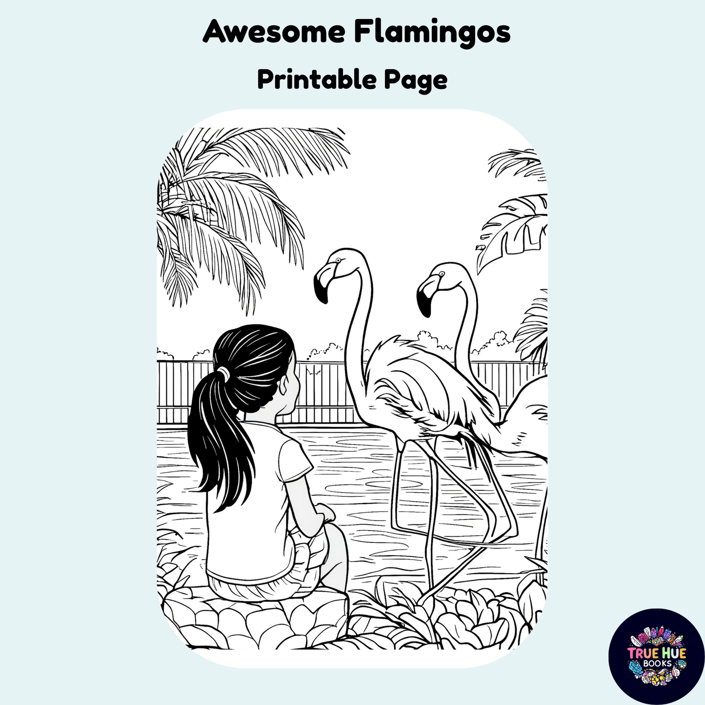 Awesome Flamingos - Kids Coloring Page